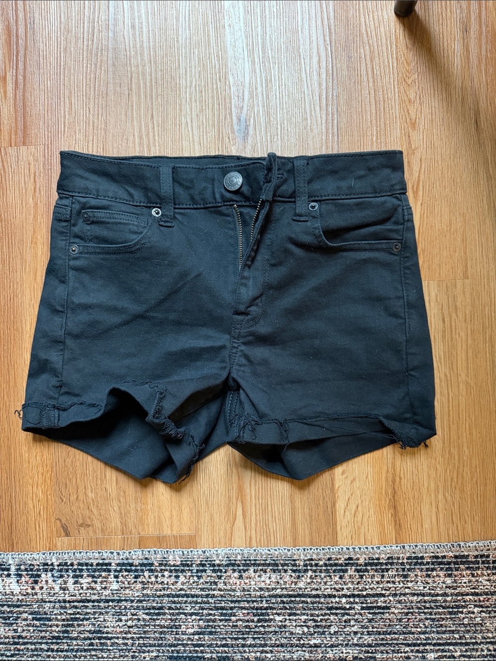 American Eagle Black Denim Hi-Rise Shorts